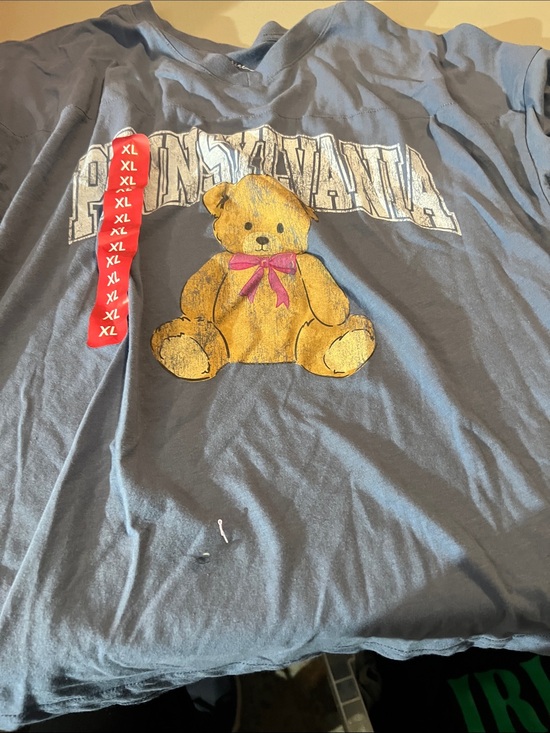 State of Mind Tops - State of Mind Blue Tee with Yellow Teddy and Pink Bow